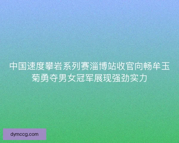 中国速度攀岩系列赛淄博站收官向畅牟玉菊勇夺男女冠军展现强劲实力