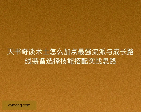 天书奇谈术士怎么加点最强流派与成长路线装备选择技能搭配实战思路
