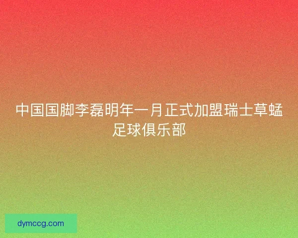 中国国脚李磊明年一月正式加盟瑞士草蜢足球俱乐部
